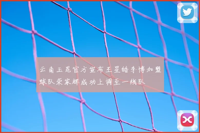 云南玉昆官方宣布王星皓李博加盟球队荣家辉成功上调至一线队